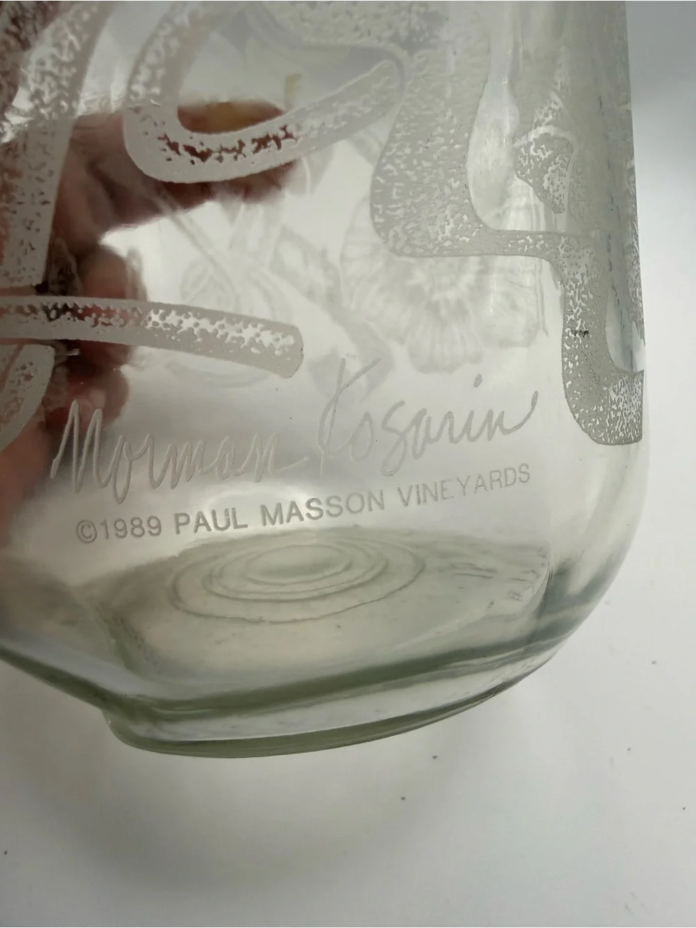Vintage etched Floral Glass Carafe